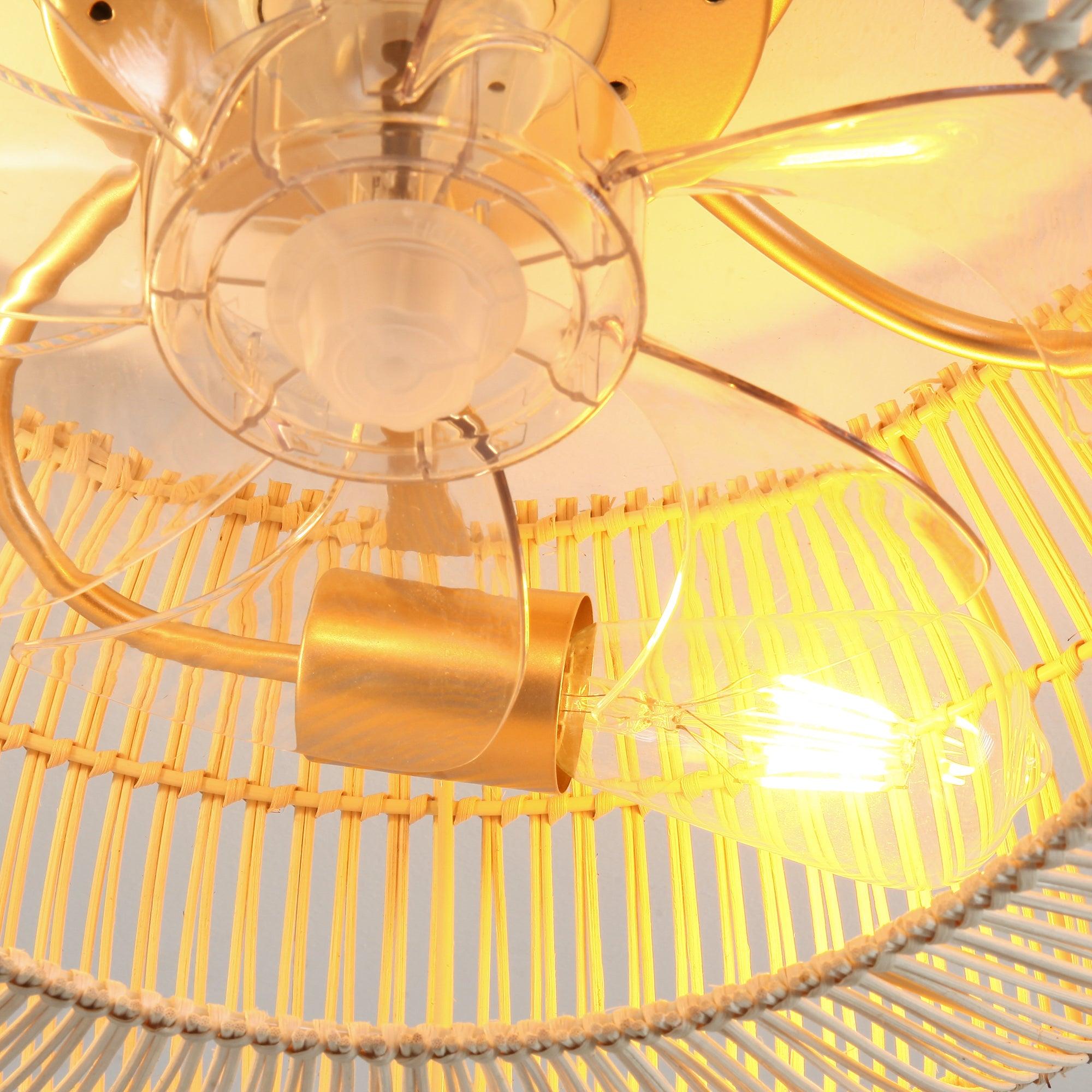 Ventilador de techo empotrable estilo granja Flora de 20 pulgadas con motor de CC y luz