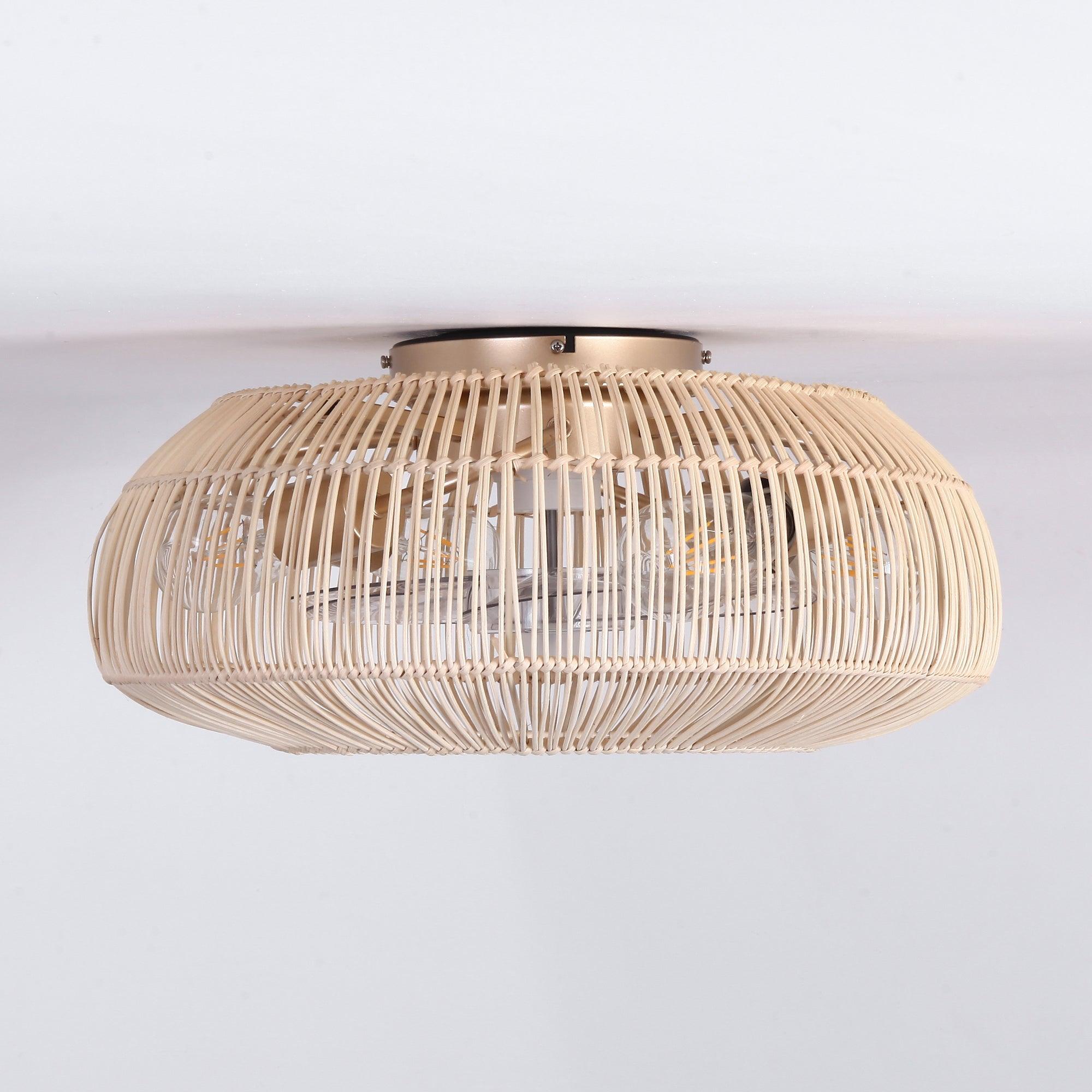 Ventilador de techo empotrable estilo granja Flora de 20 pulgadas con motor de CC y luz