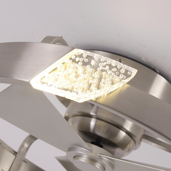 20 Inch Hazel Satin Nickel Flush Mount LED Ceiling Fan with Remote Control
