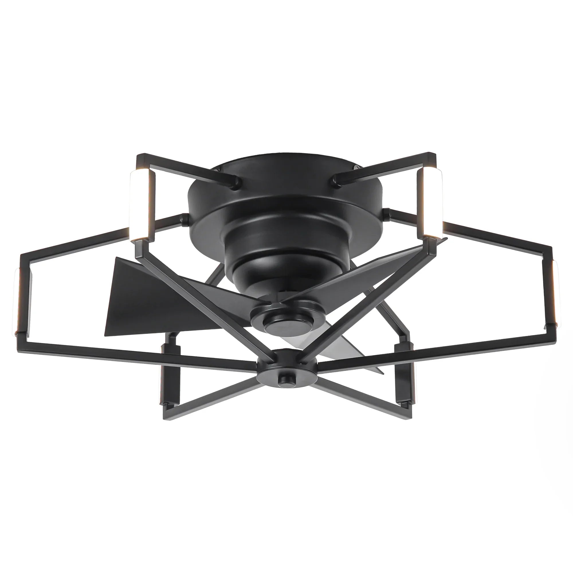 21 Inch Wade Black Industrial Flush Mount LED Ceiling Fan
