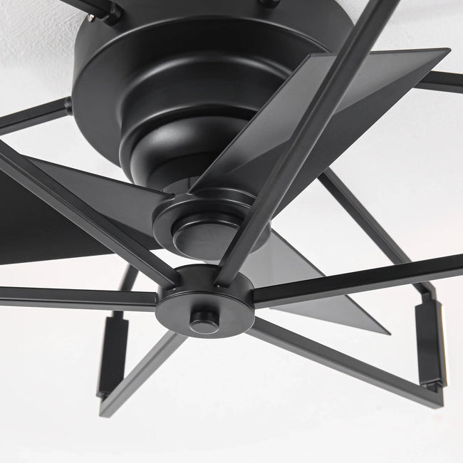 21 Inch Wade Black Industrial Flush Mount LED Ceiling Fan