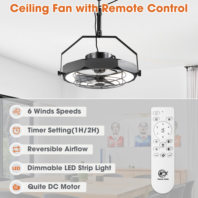 20 Inch Doris Downrod Fan Wall Mount Fan with LED Light and Remote Control