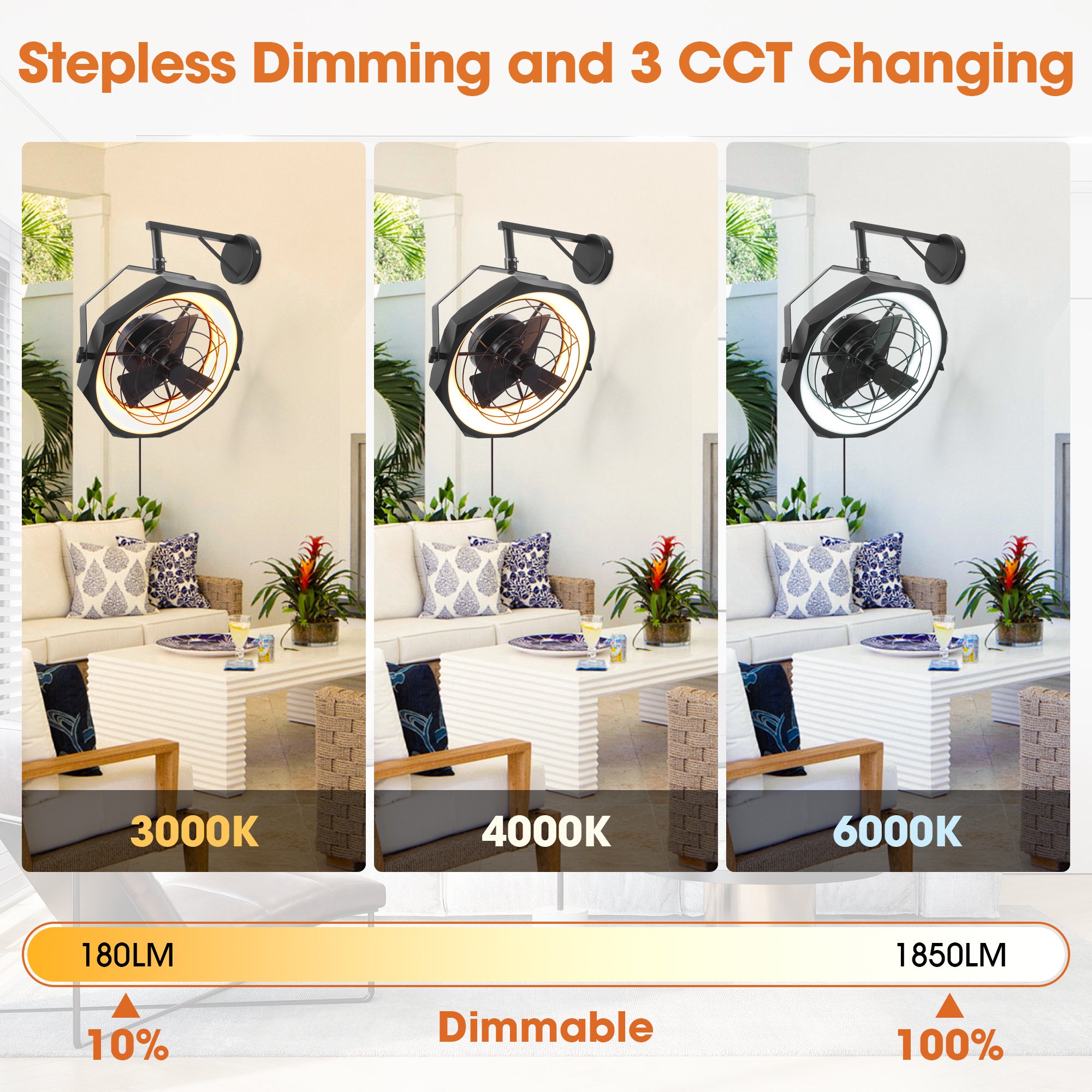 20 Inch Doris Downrod Fan Wall Mount Fan with LED Light and Remote Control