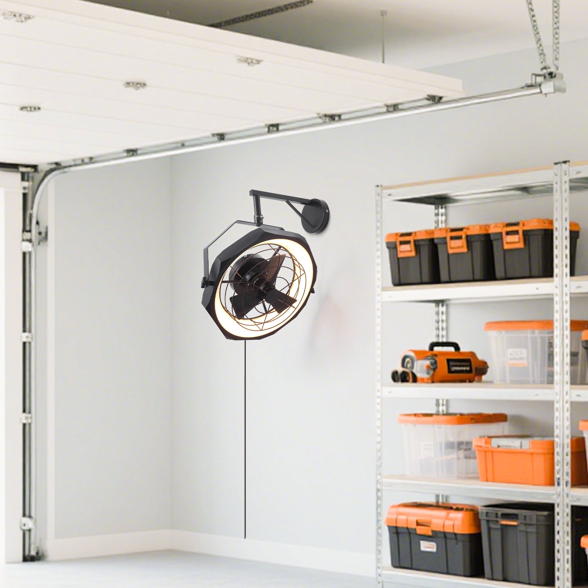 20 Inch Doris Downrod Fan Wall Mount Fan with LED Light and Remote Control