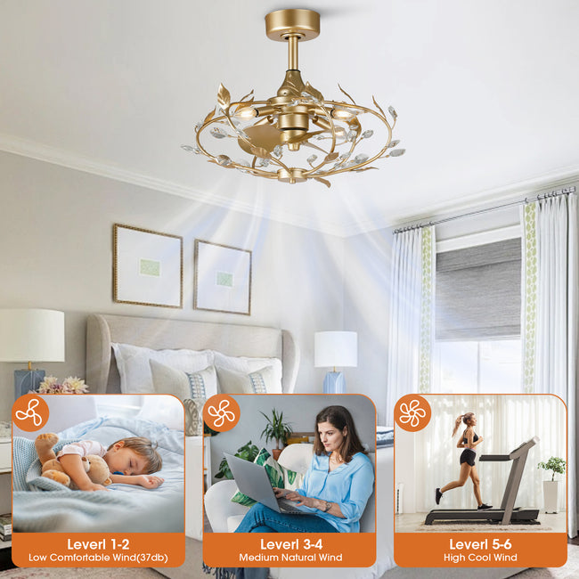 24 Inch Alexia Golden Crystal Ornament Fandelier with Remote Control