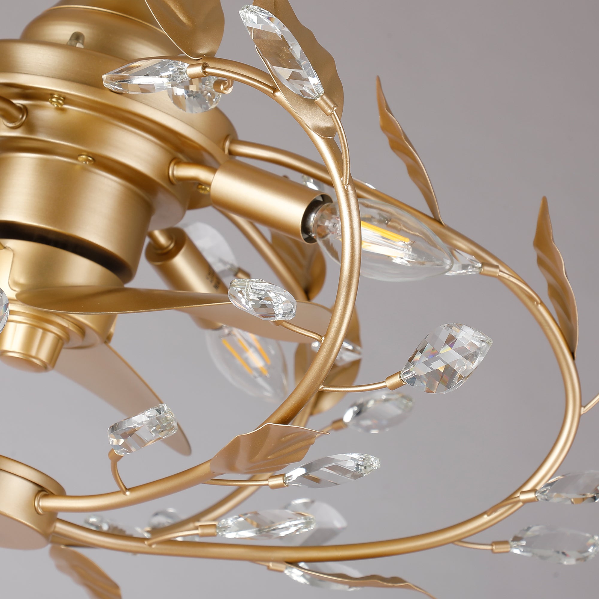 24 Inch Alexia Golden Crystal Ornament Fandelier with Remote Control