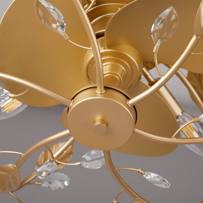 24 Inch Alexia Golden Crystal Ornament Fandelier with Remote Control