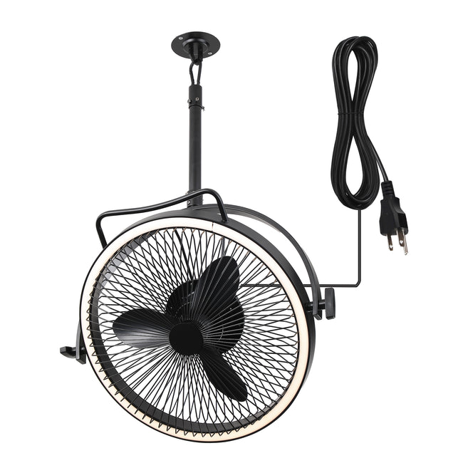 20 Inch Black Industrial Rotatable LED Downrod Fan Floor Fan with Remote Control
