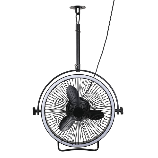 20 Inch Black Industrial Rotatable LED Downrod Fan Floor Fan with Remote Control