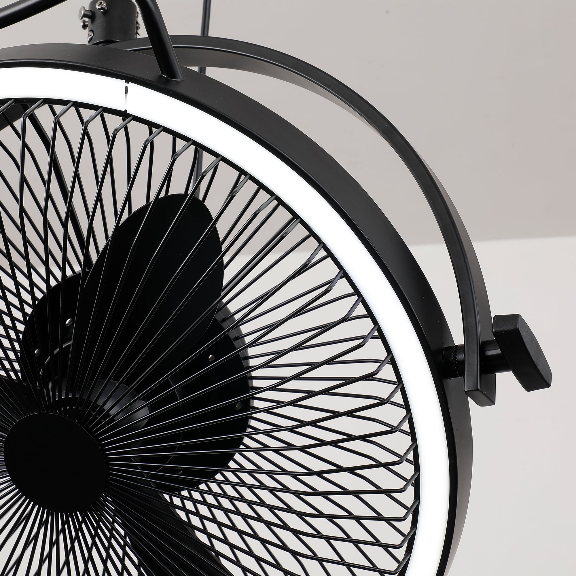 20 Inch Black Industrial Rotatable LED Downrod Fan Floor Fan with Remote Control