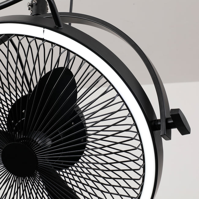 20 Inch Black Industrial Rotatable LED Downrod Fan Floor Fan with Remote Control