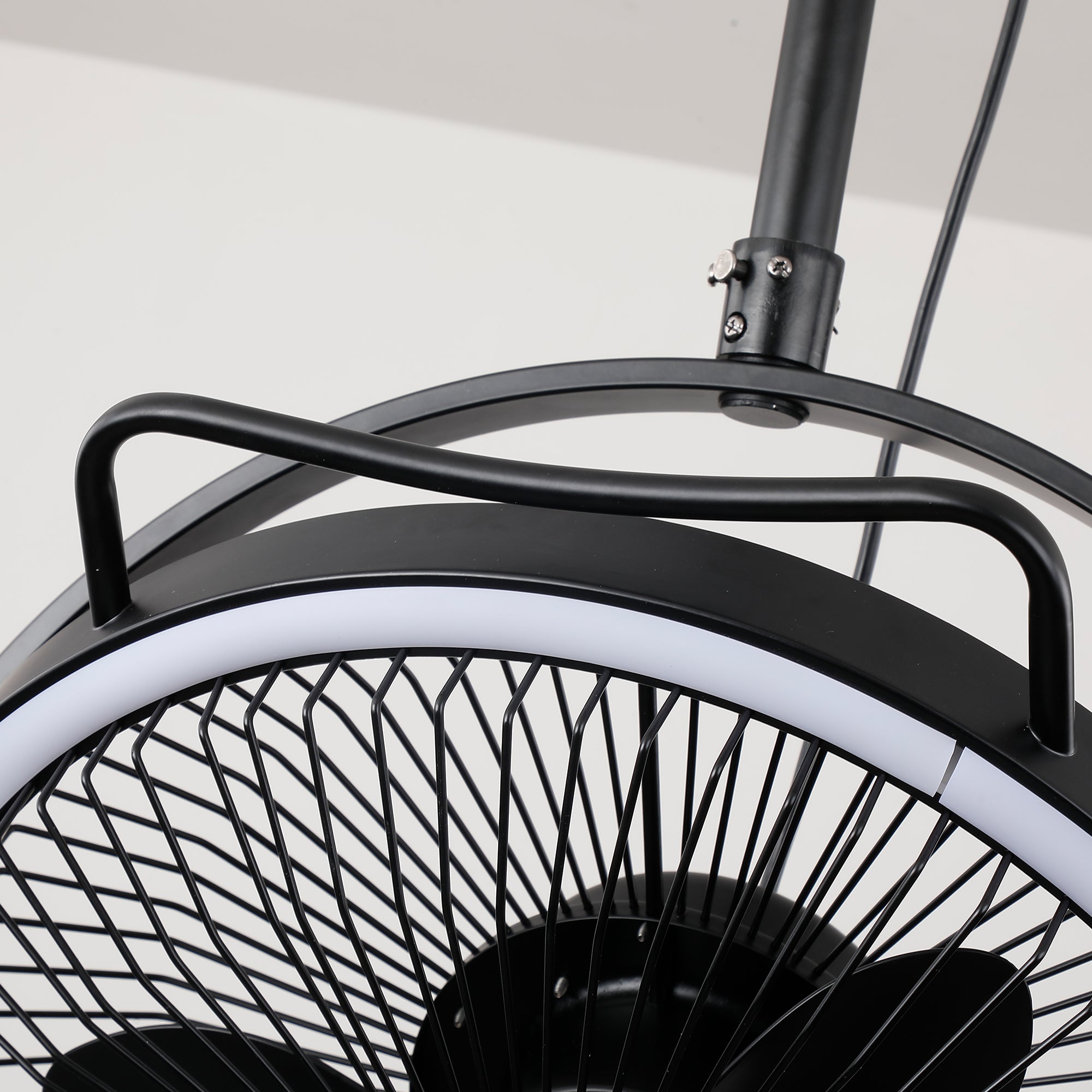 20 Inch Black Industrial Rotatable LED Downrod Fan Floor Fan with Remote Control