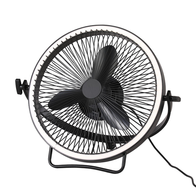 20 Inch Black Industrial Rotatable LED Downrod Fan Floor Fan with Remote Control