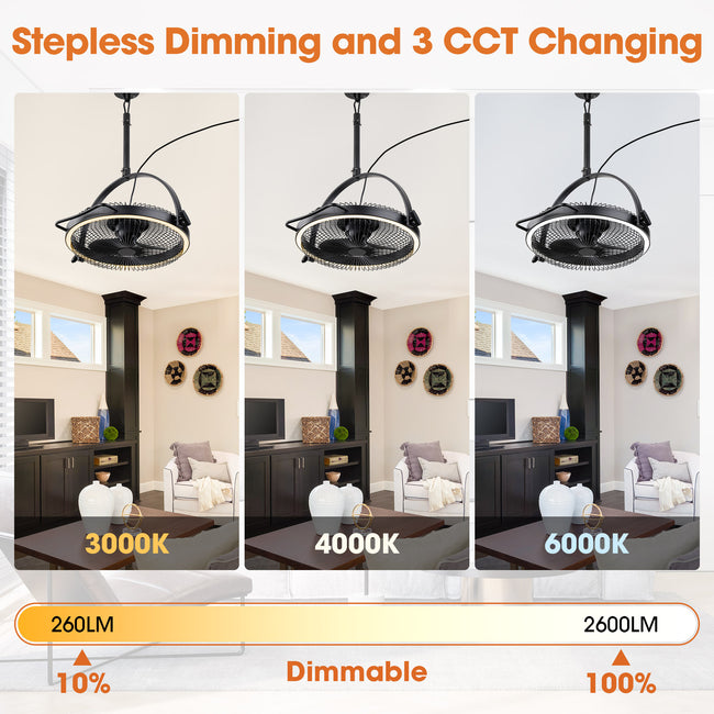 20 Inch Black Industrial Rotatable LED Downrod Fan Floor Fan with Remote Control