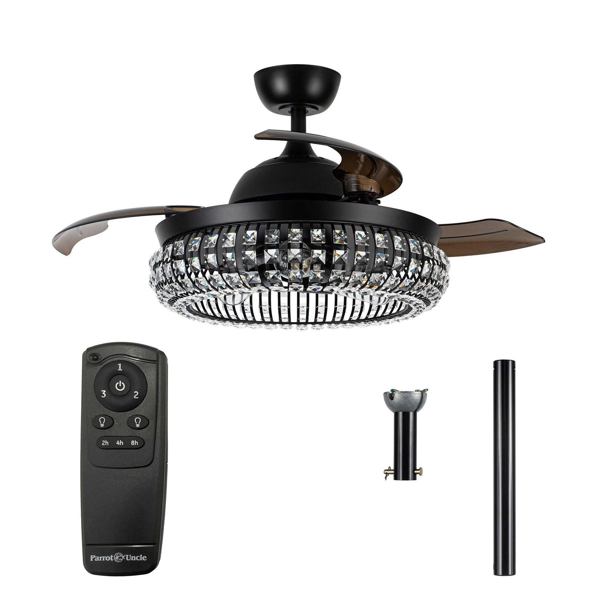 Ventilador de techo de cristal moderno de 42" con iluminación y control remoto