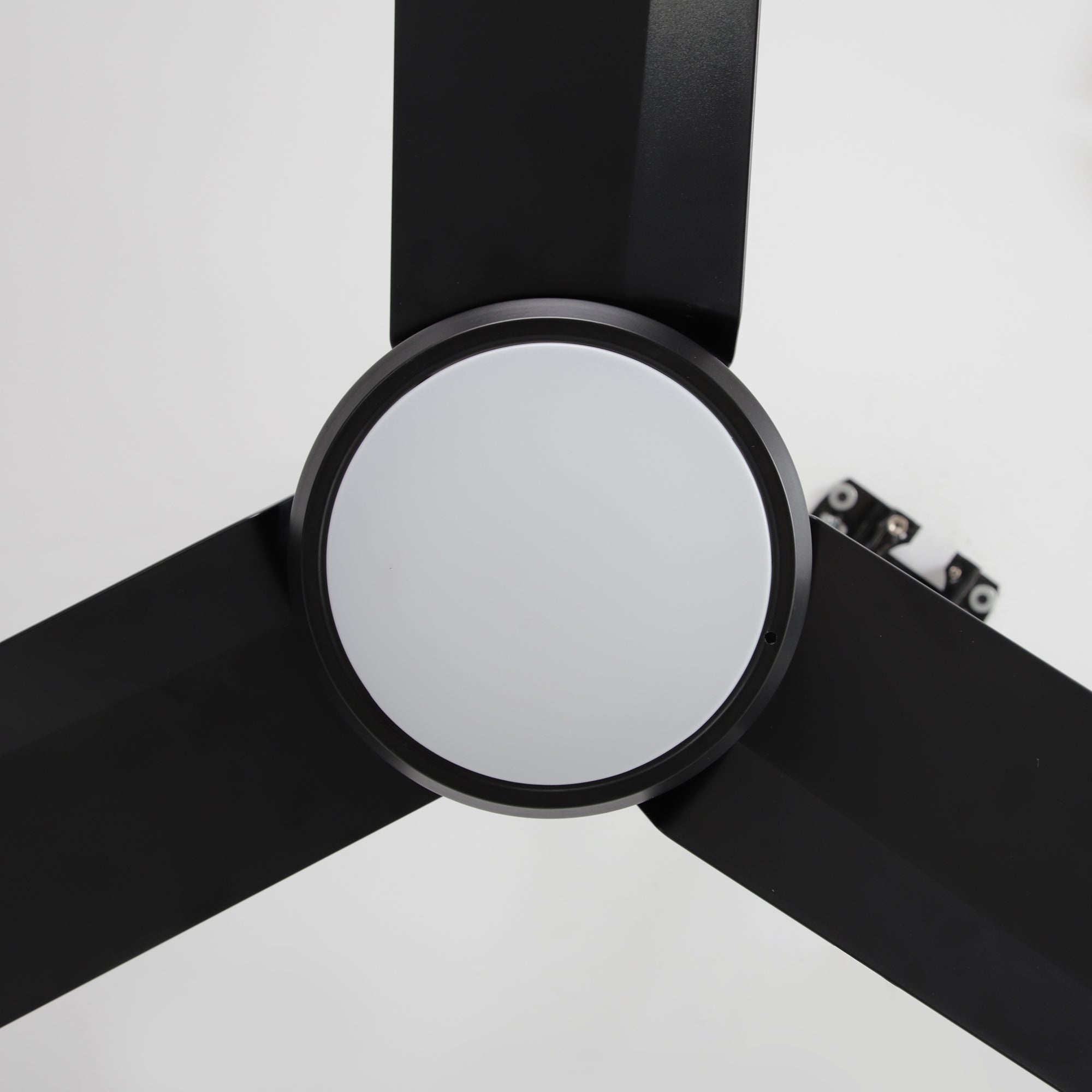 Ventilador de techo Rhine de 42 pulgadas para interiores y exteriores, resistente al agua, IP65, color negro, con luz LED y práctico gancho para colgar.