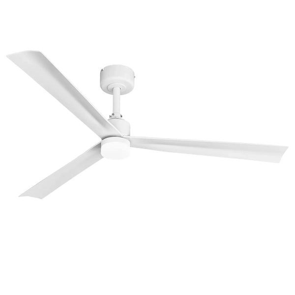 Low Profile Flush Mount Ceiling Fan With Light & Remote - 52" White, 3 Blades, 6 Speeds, Dimmable LED