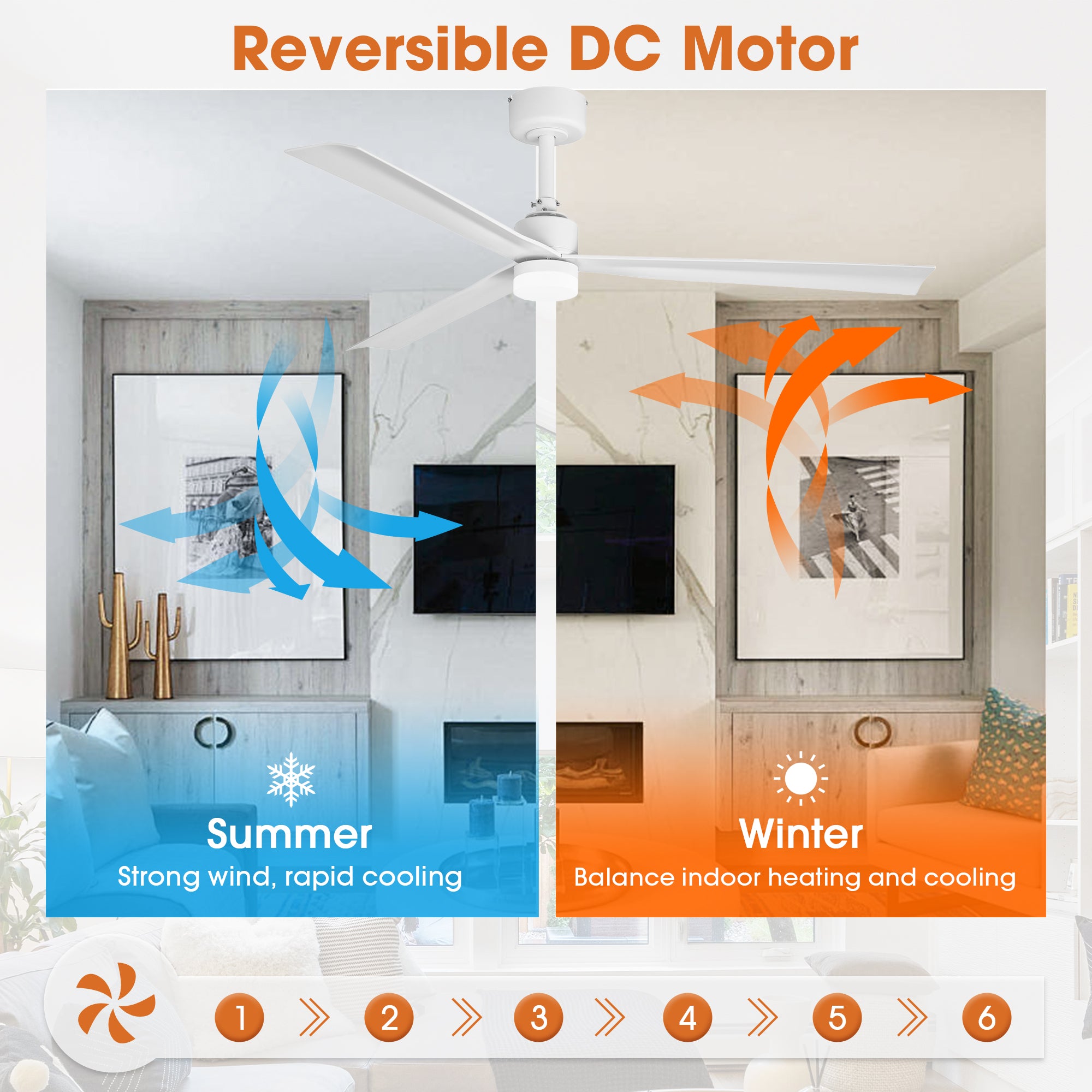 50 Inch Rae Modern Downrod Mount LED Ceiling Fan with Remote Control