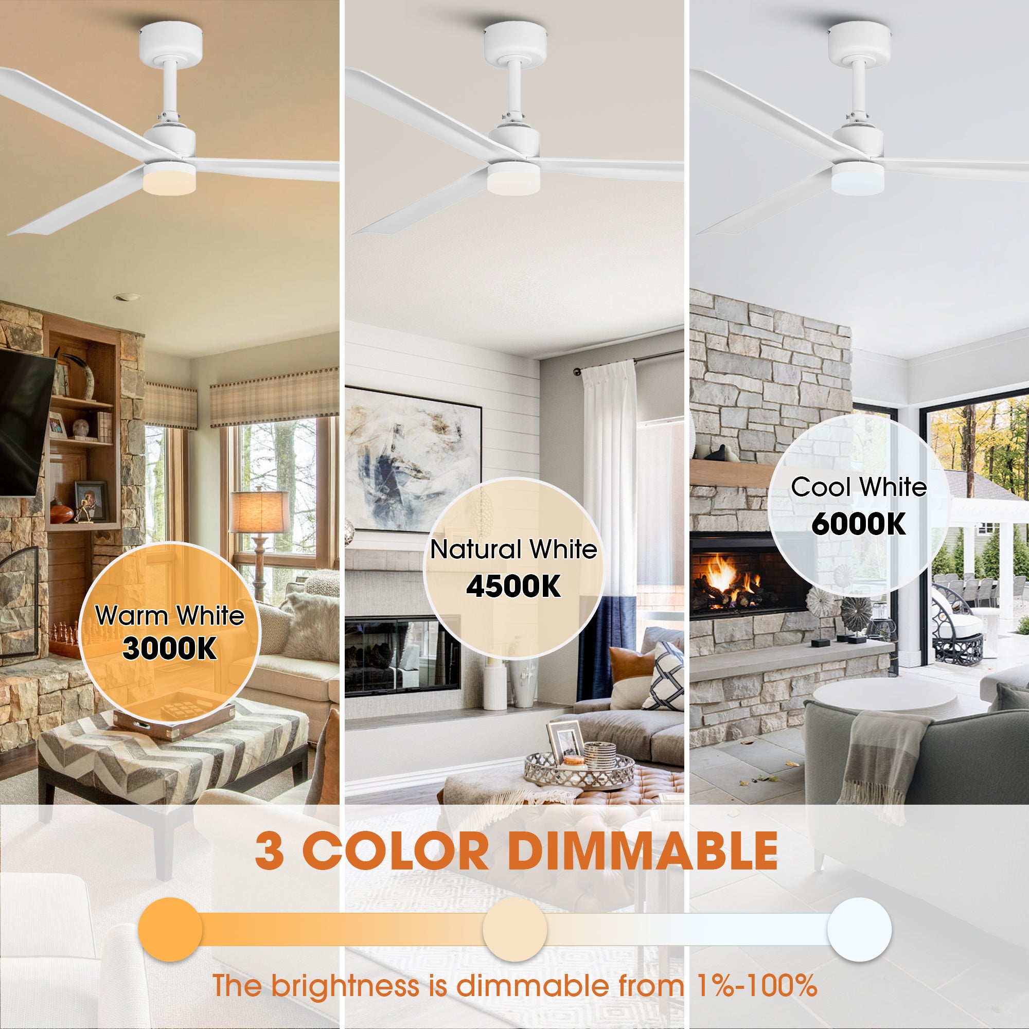 50 Inch Rae Modern Downrod Mount LED Ceiling Fan with Remote Control