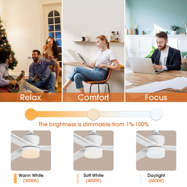 50 Inch Rae Modern Downrod Mount LED Ceiling Fan with Remote Control