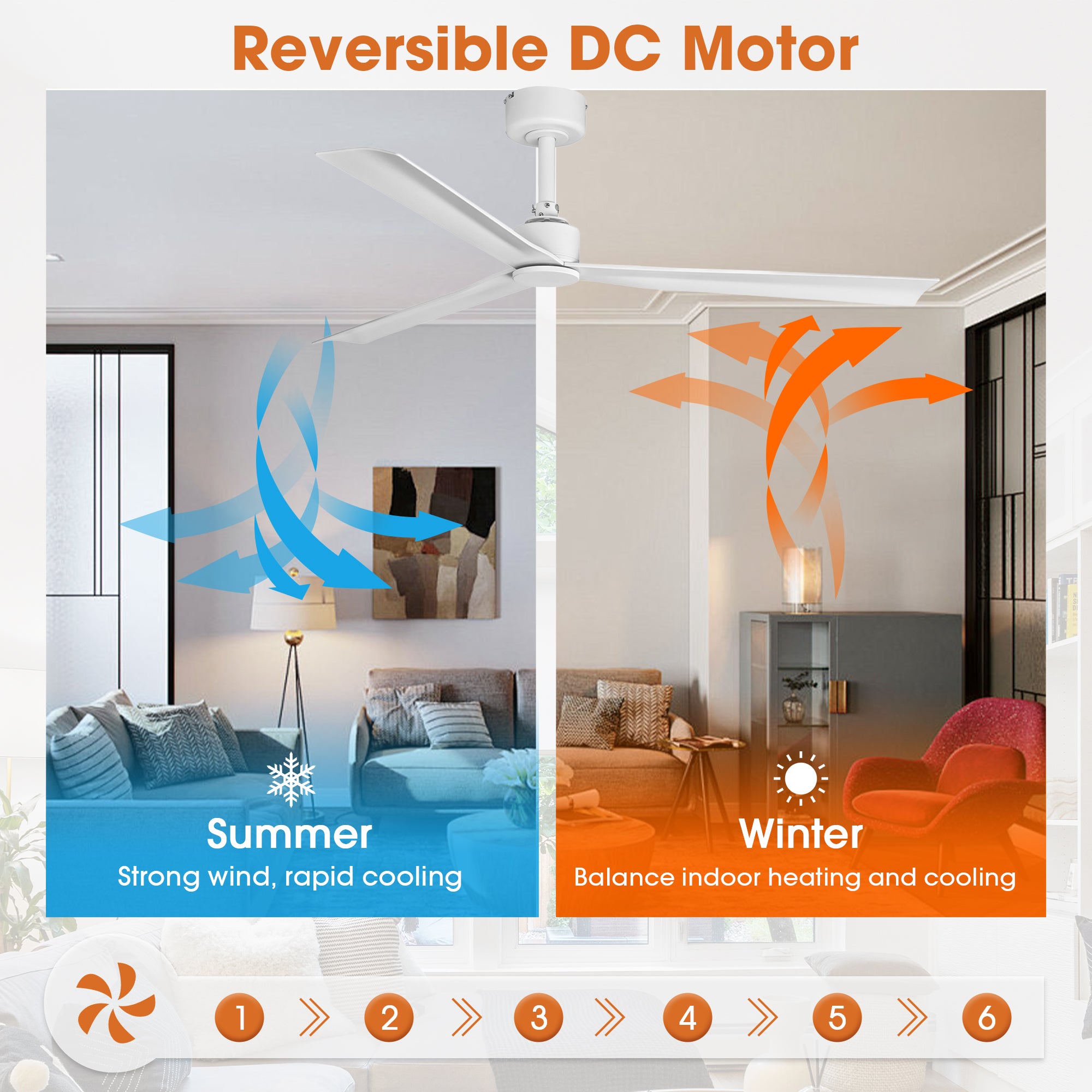 50 Inch Erica Modern Downrod Mount Ceiling Fan with Remote Control