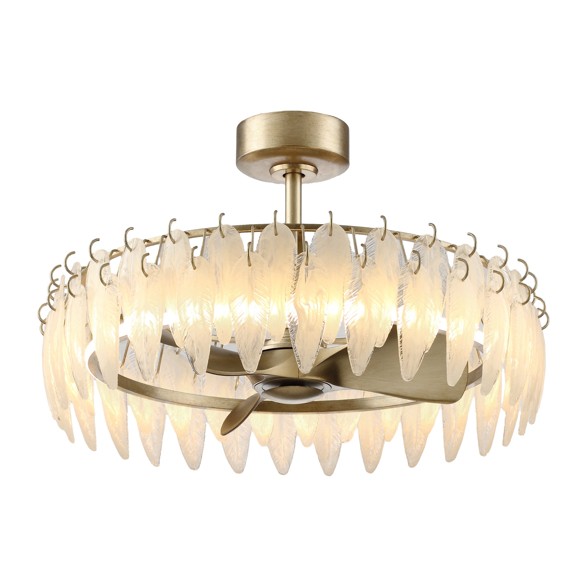 32 Inch Ogden Antique Silver Luxury Fandelier with Light and Remote Control