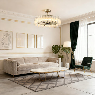 32 Inch Ogden Antique Silver Luxury Fandelier with Light and Remote Control