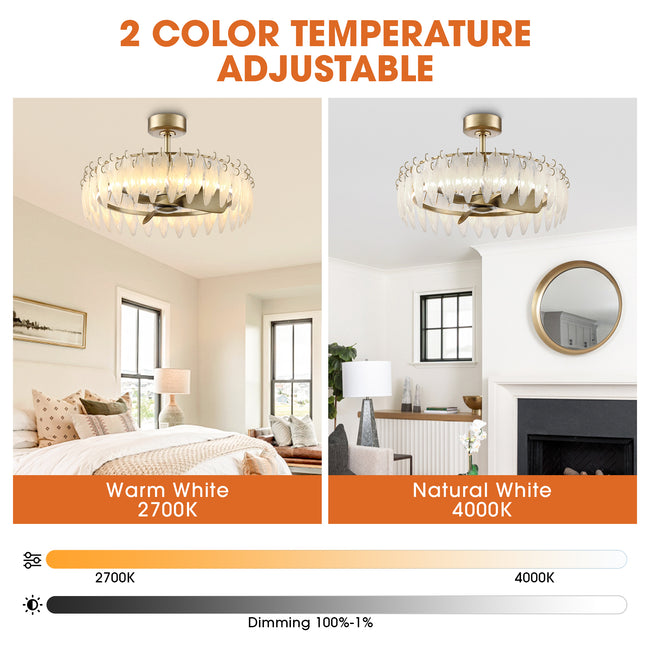 32 Inch Ogden Antique Silver Luxury Fandelier with Light and Remote Control