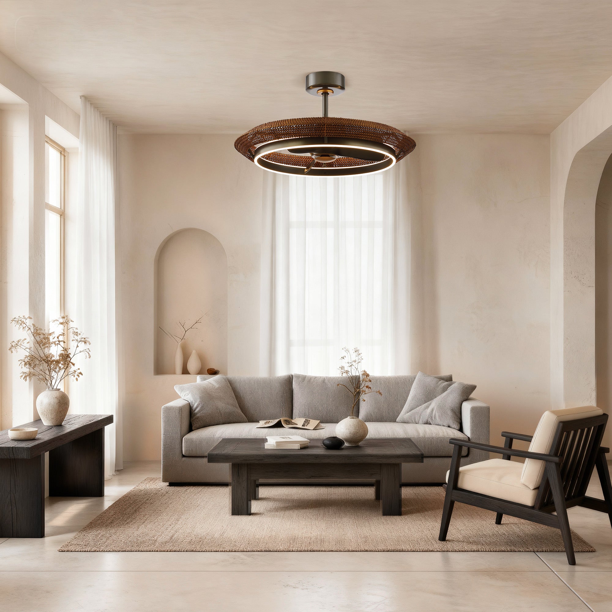 33 Inch Elijah Black-Charcoal Gray Luxury Fandelier with Light and Remote Control