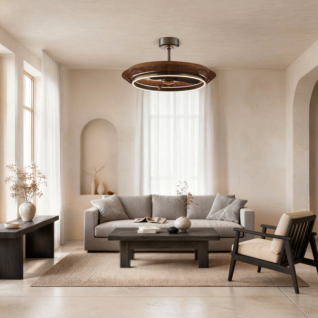 33 Inch Elijah Black-Charcoal Gray Luxury Fandelier with Light and Remote Control