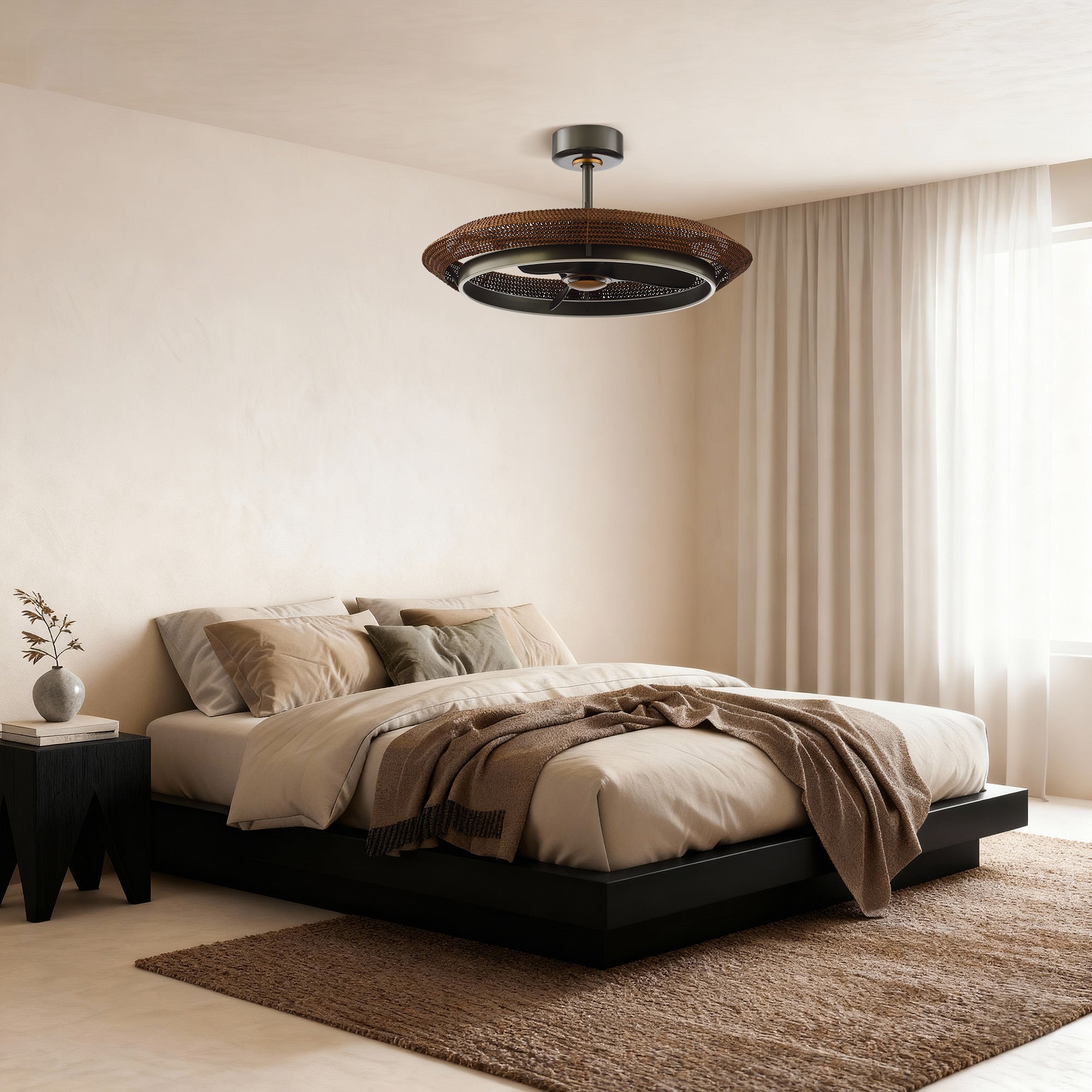 33 Inch Elijah Black-Charcoal Gray Luxury Fandelier with Light and Remote Control