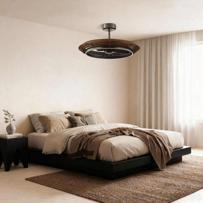 33 Inch Elijah Black-Charcoal Gray Luxury Fandelier with Light and Remote Control