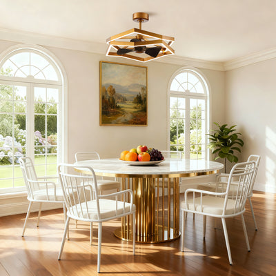 31 Inch Willie Antique Golden Luxury Fandelier with Light and Remote Control