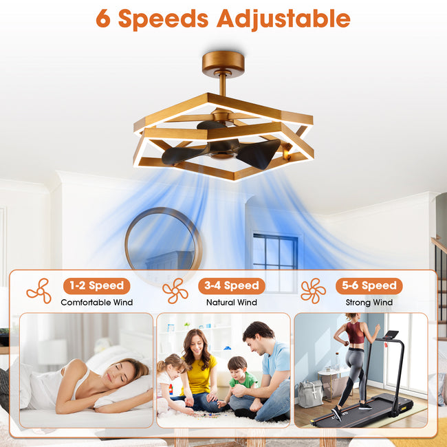 31 Inch Willie Antique Golden Luxury Fandelier with Light and Remote Control