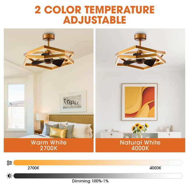 31 Inch Willie Antique Golden Luxury Fandelier with Light and Remote Control