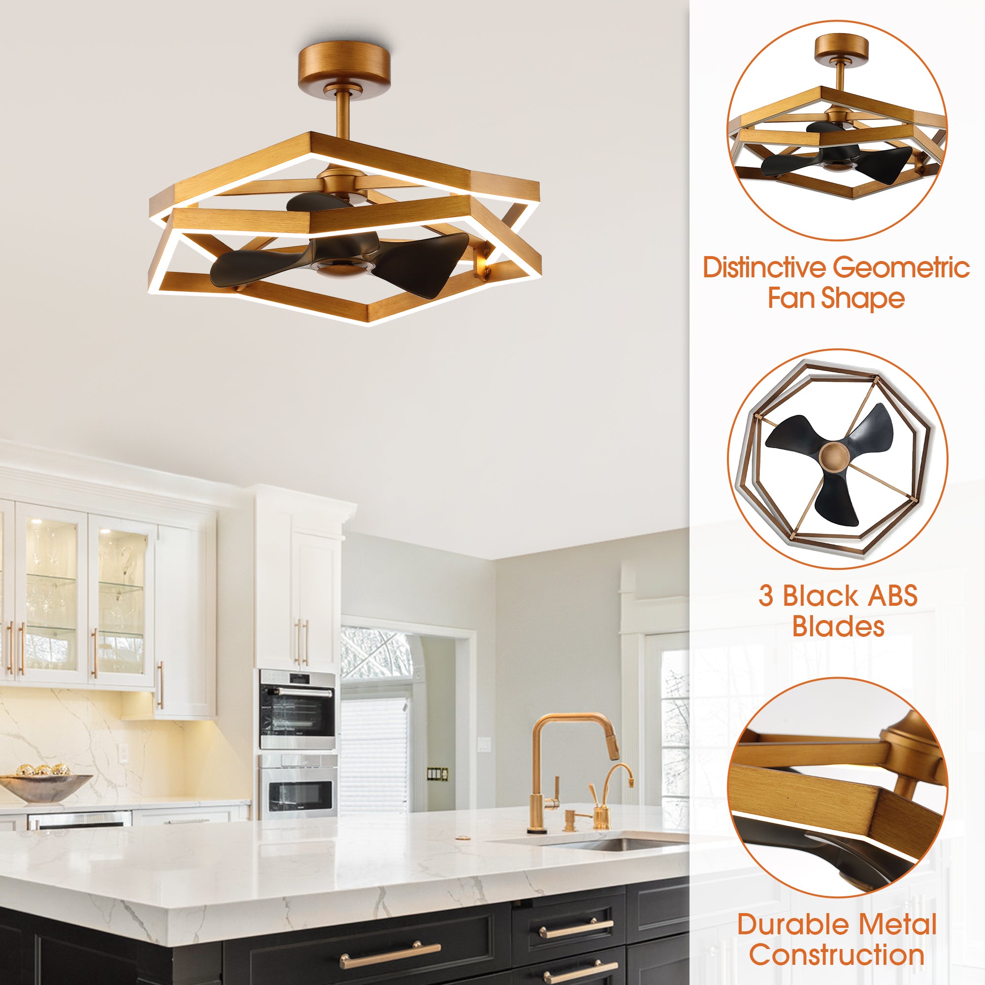 31 Inch Willie Antique Golden Luxury Fandelier with Light and Remote Control