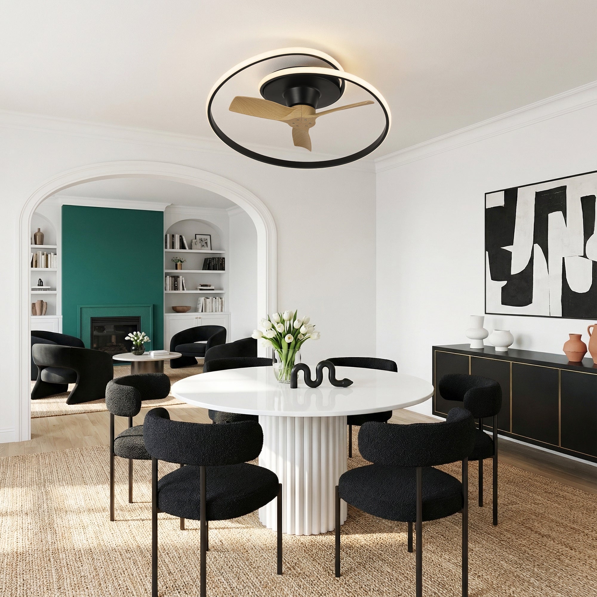 31" Ocean Flush Mount LED Ceiling Fan with Remote Control