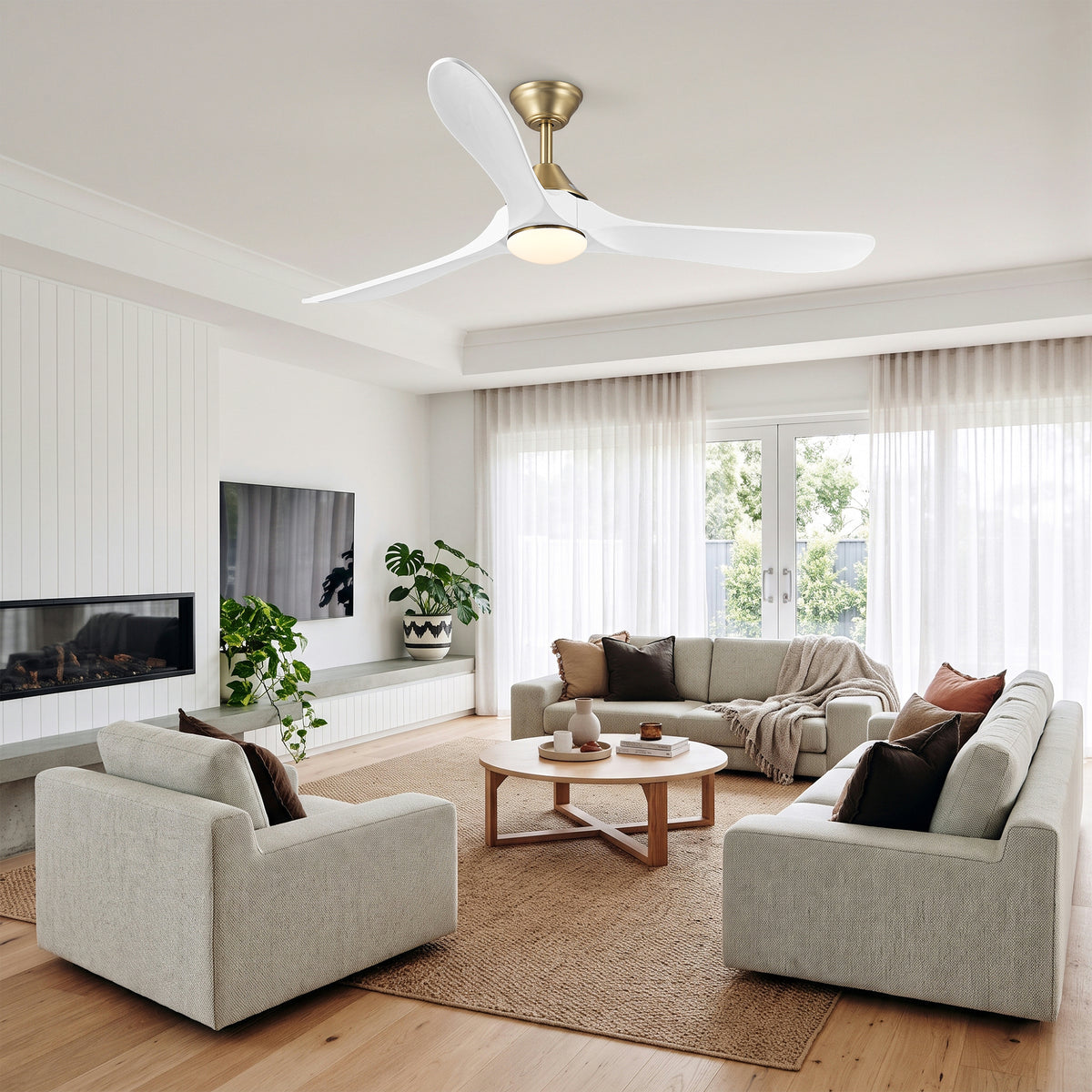 60 Inch Sylvie LED Ceiling Fan with Solid Wood