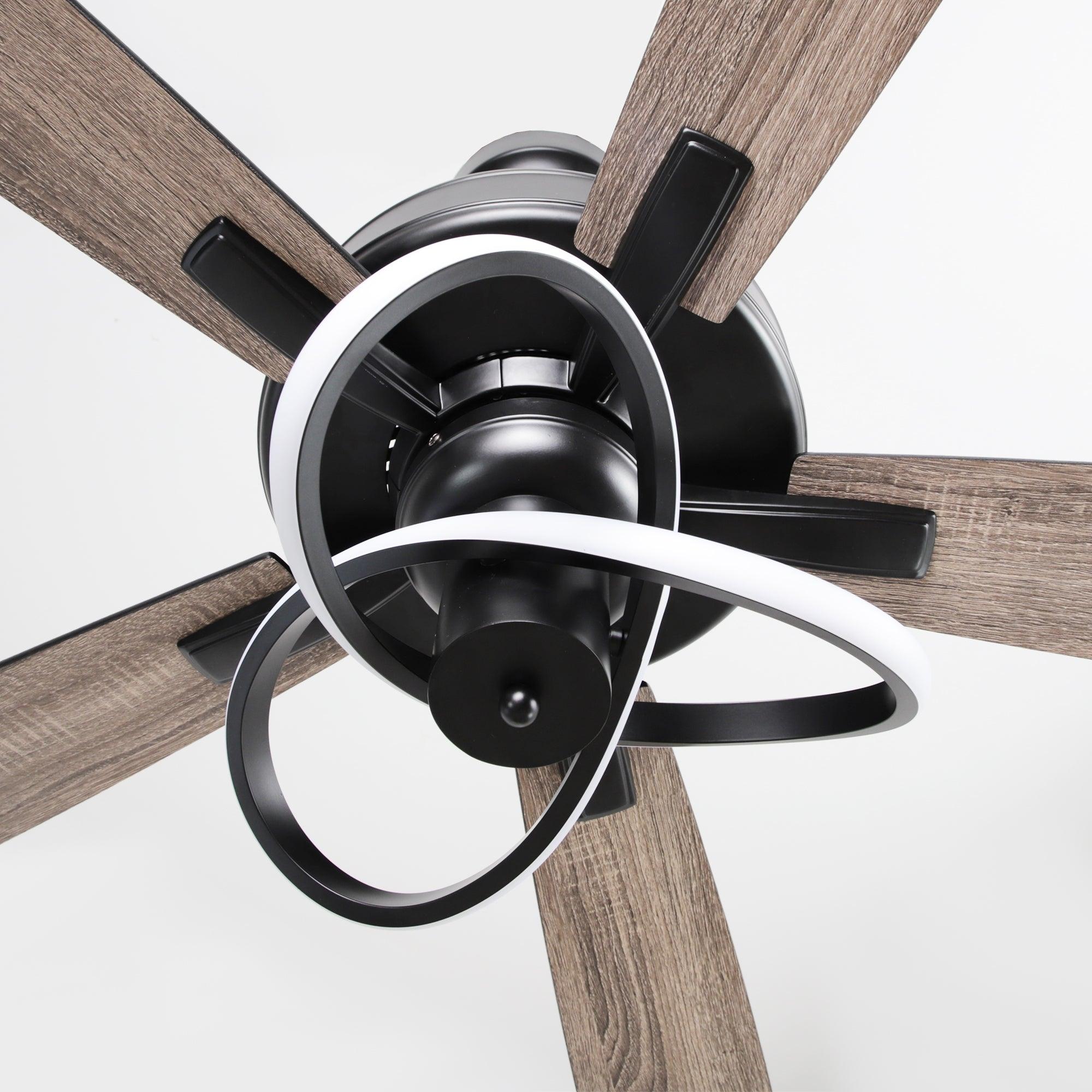 Ventilador de techo moderno Oregon DC de 52 pulgadas con motor y varilla bajante y luz LED