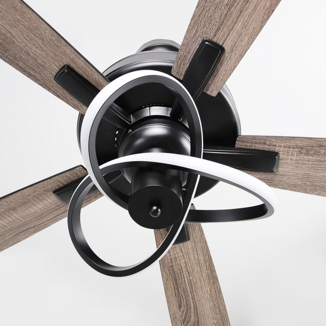 Ventilador de techo moderno Oregon DC de 52 pulgadas con motor y varilla bajante y luz LED