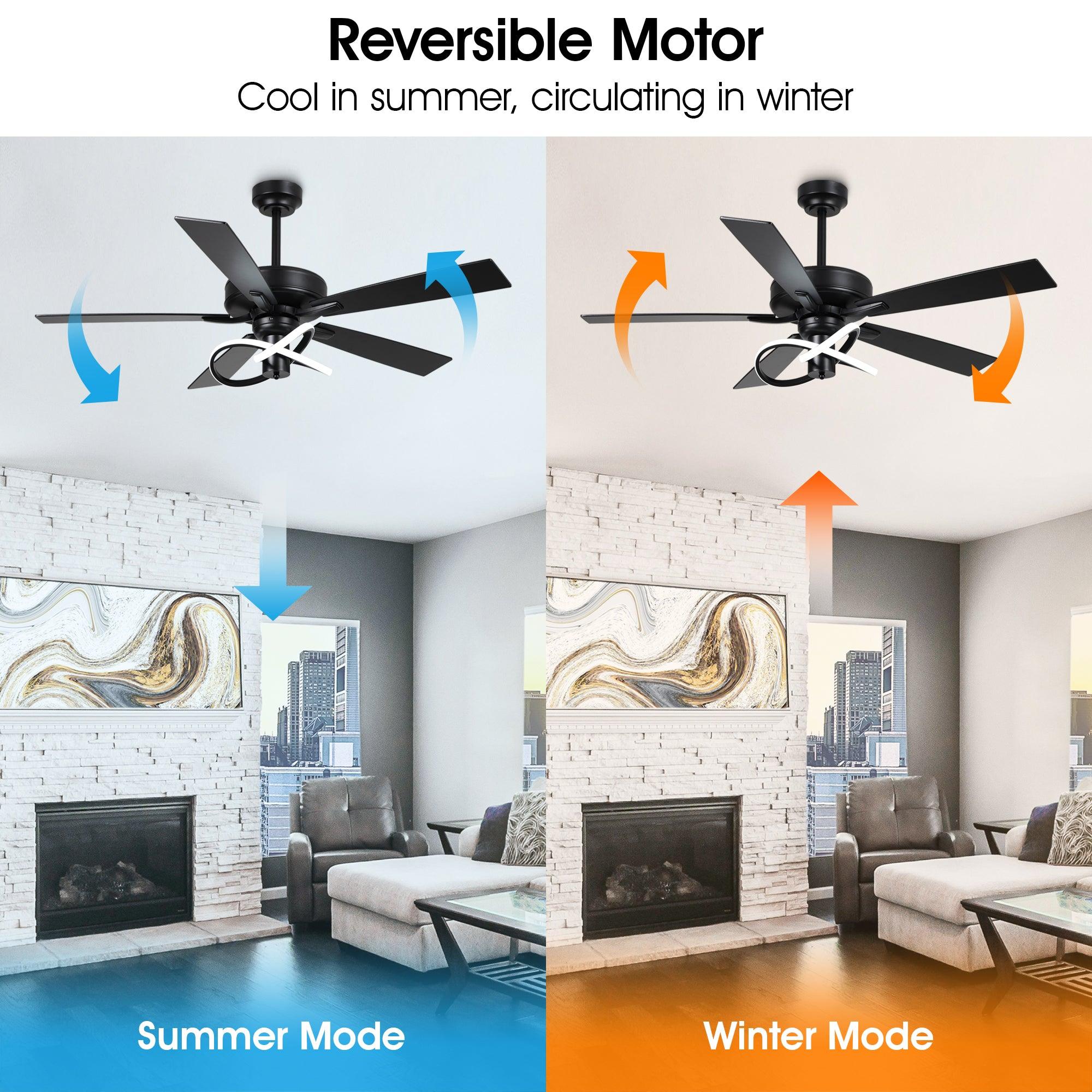 Ventilador de techo moderno Oregon DC de 52 pulgadas con motor y varilla bajante y luz LED