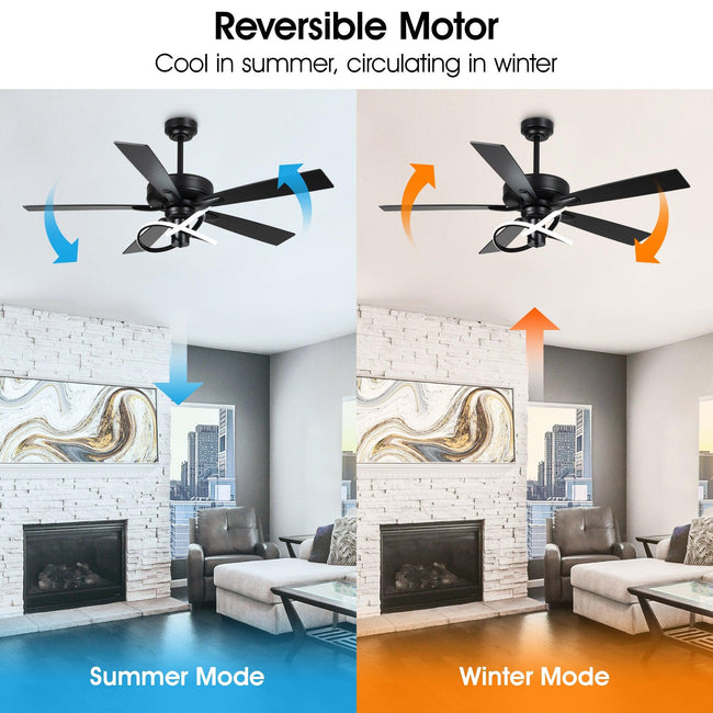 Ventilador de techo moderno Oregon DC de 52 pulgadas con motor y varilla bajante y luz LED