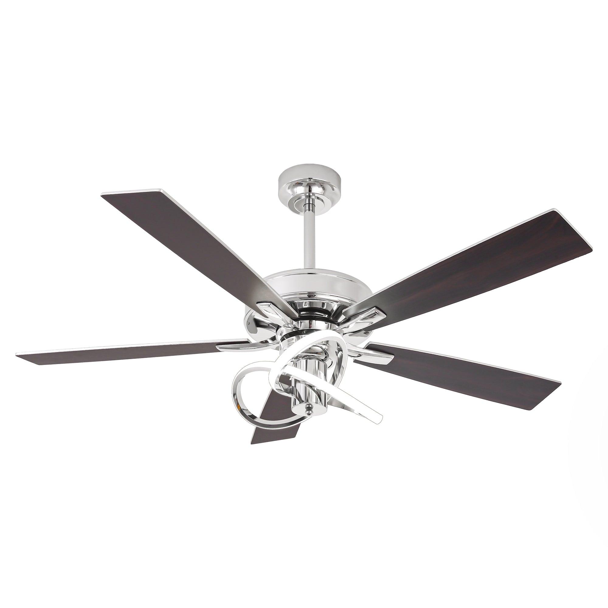 Ventilador de techo moderno Oregon DC de 52 pulgadas con motor y varilla bajante y luz LED