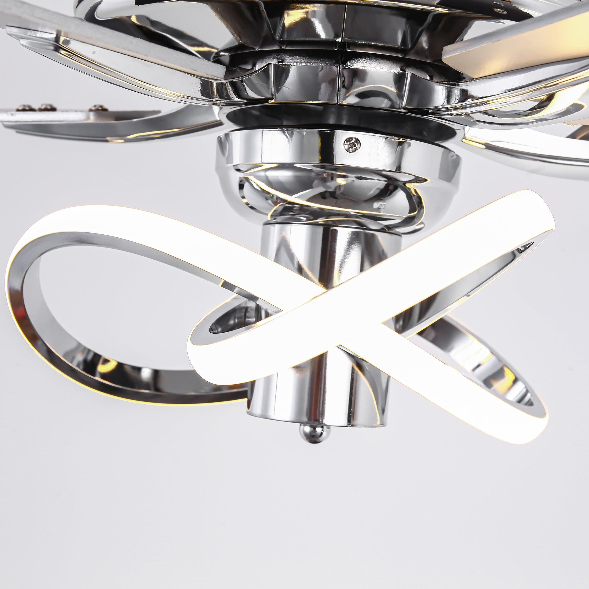 Ventilador de techo moderno Oregon DC de 52 pulgadas con motor y varilla bajante y luz LED