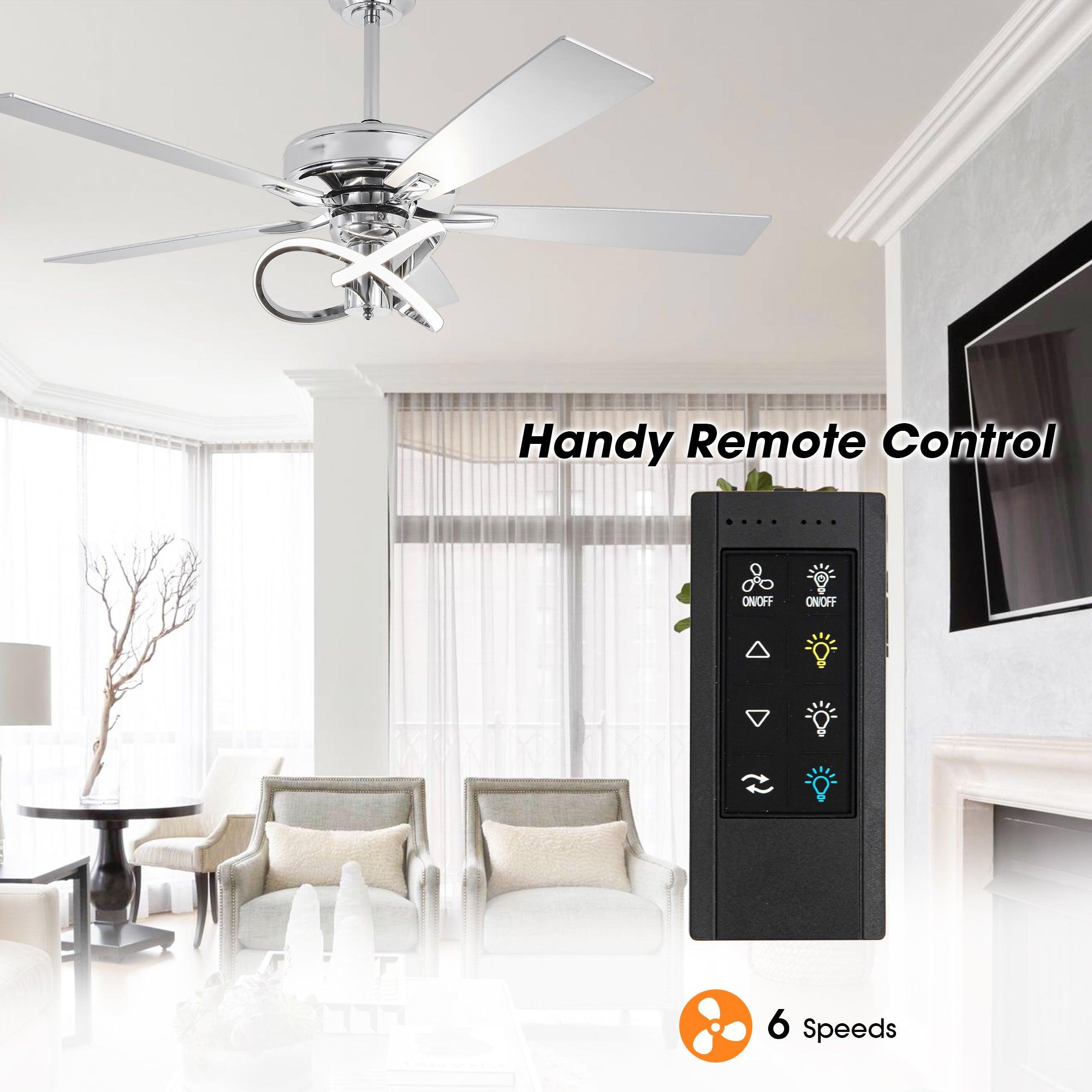 Ventilador de techo moderno Oregon DC de 52 pulgadas con motor y varilla bajante y luz LED