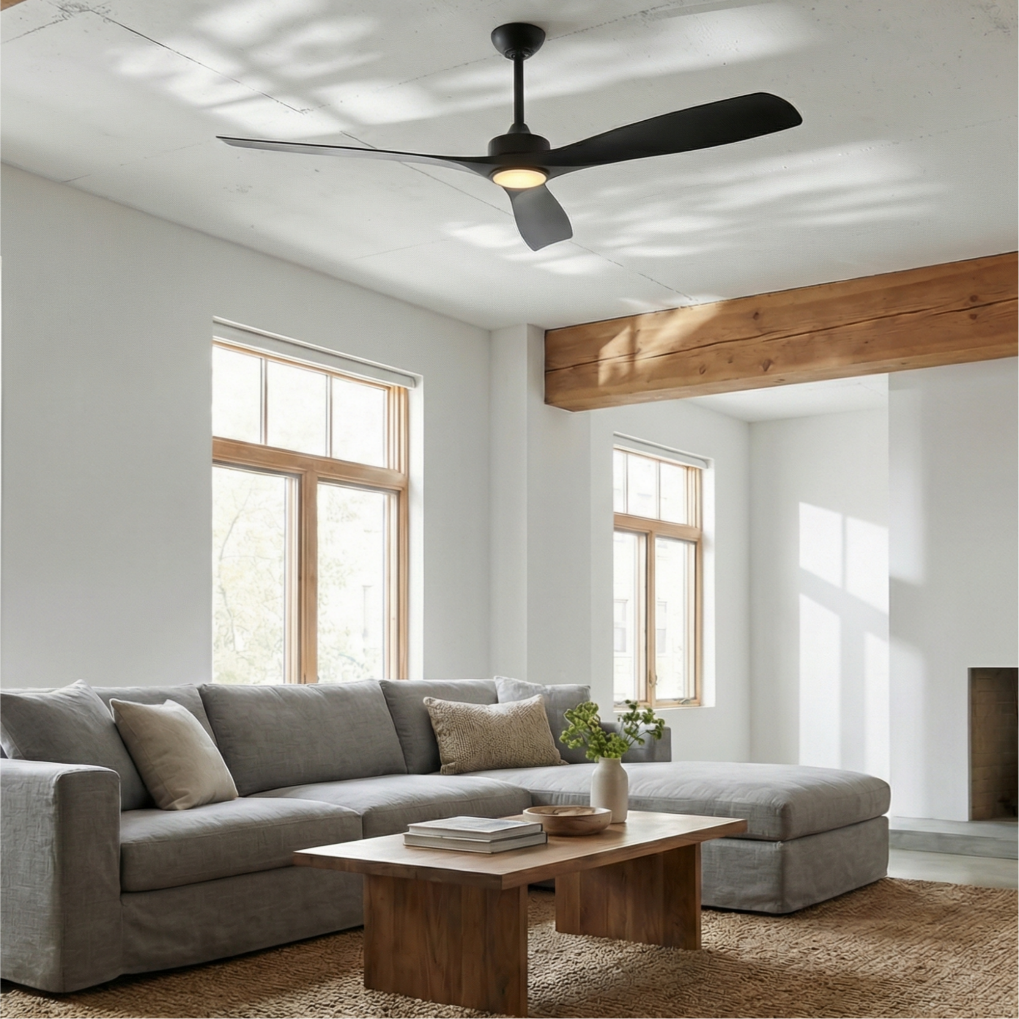 60 Inch Alexi DC Motor Modern Downrod Ceiling Fan with LED Light