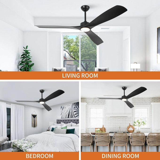Ventilador de techo moderno Alexi DC de 60 pulgadas con motor y varilla descendente y luz LED