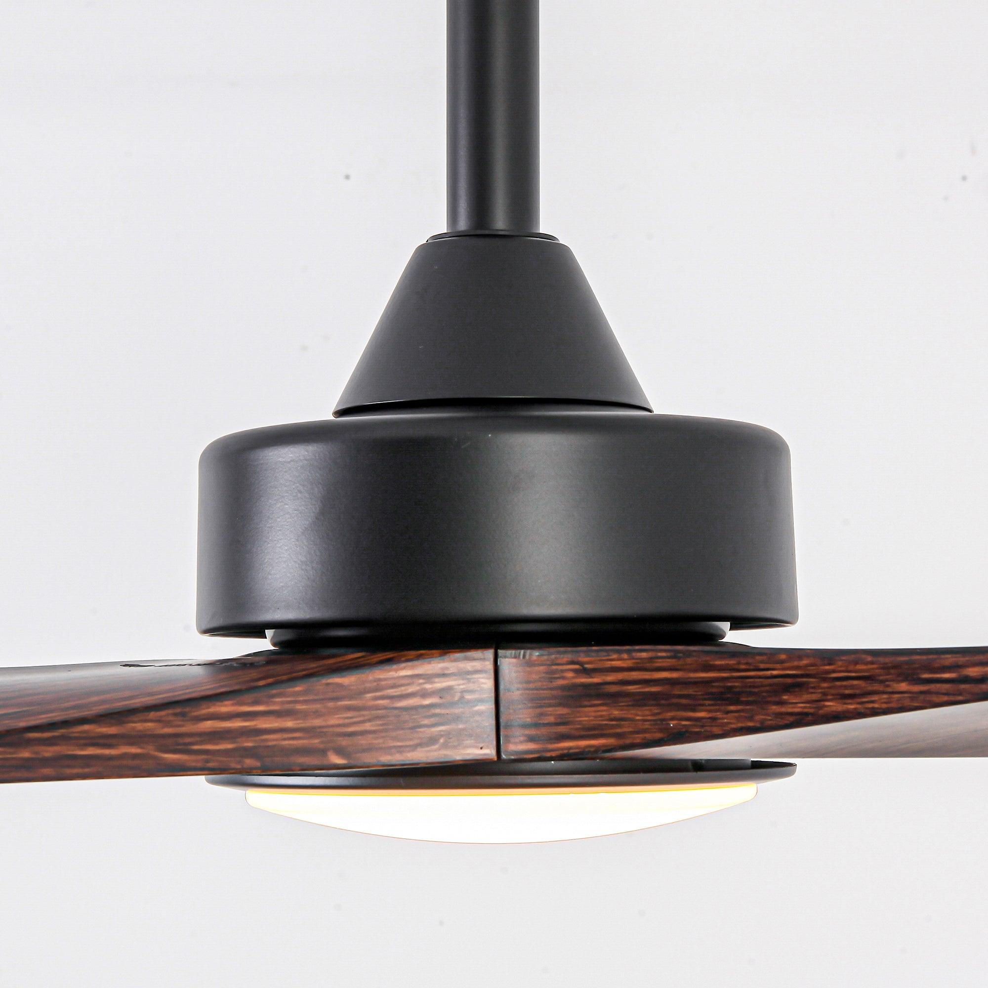 Ventilador de techo moderno Alexi DC de 60 pulgadas con motor y varilla descendente y luz LED