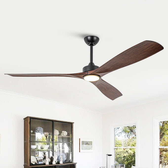 Ventilador de techo moderno Alexi DC de 60 pulgadas con motor y varilla descendente y luz LED