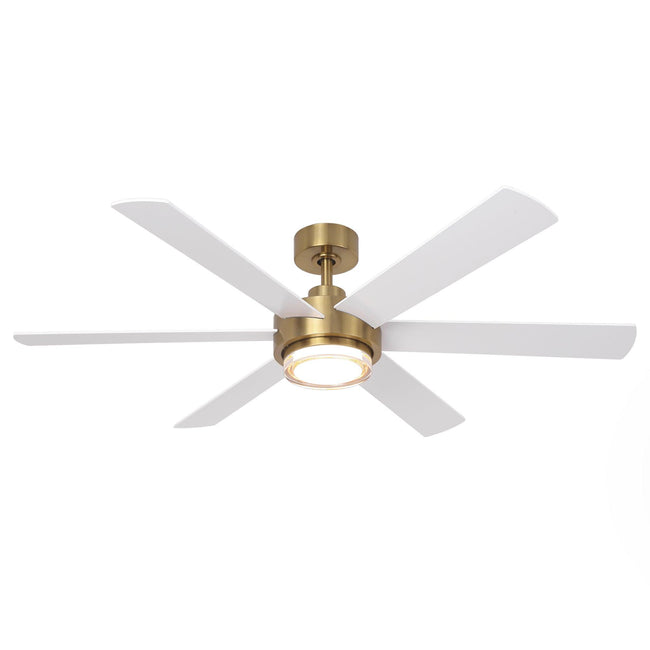 Ventilador de techo moderno Kama de 54 pulgadas con montaje en varilla, control remoto y luz LED